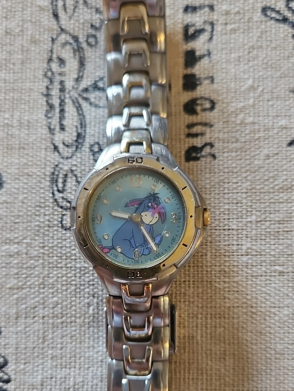 Disney Eeyore Character Stainless Steel Bracelet Watch - Light Blue Dial
